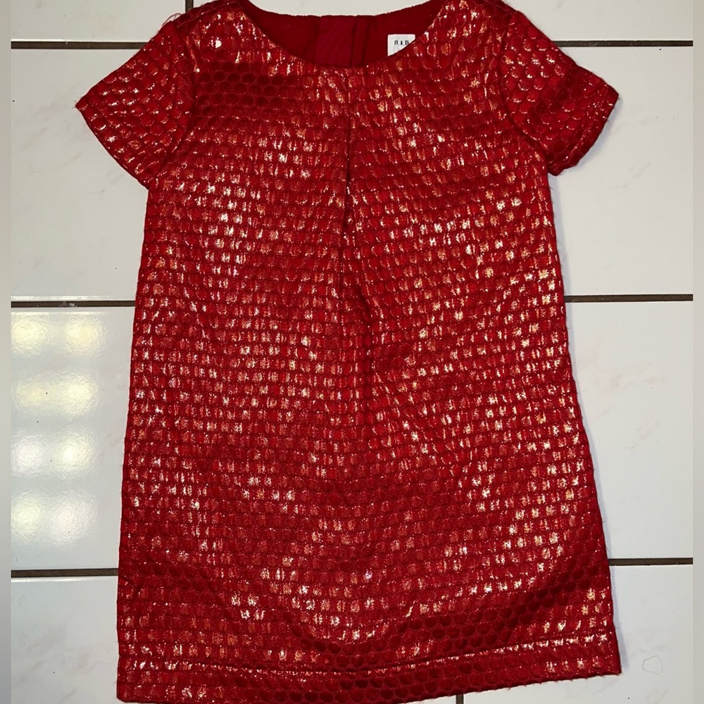 Gap Kids Red with Gold Thread Christmas Dress